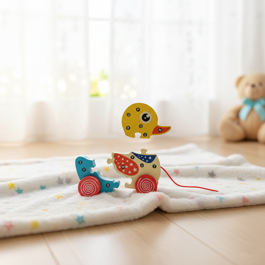 Wooden Push-Pull Duck Puzzle