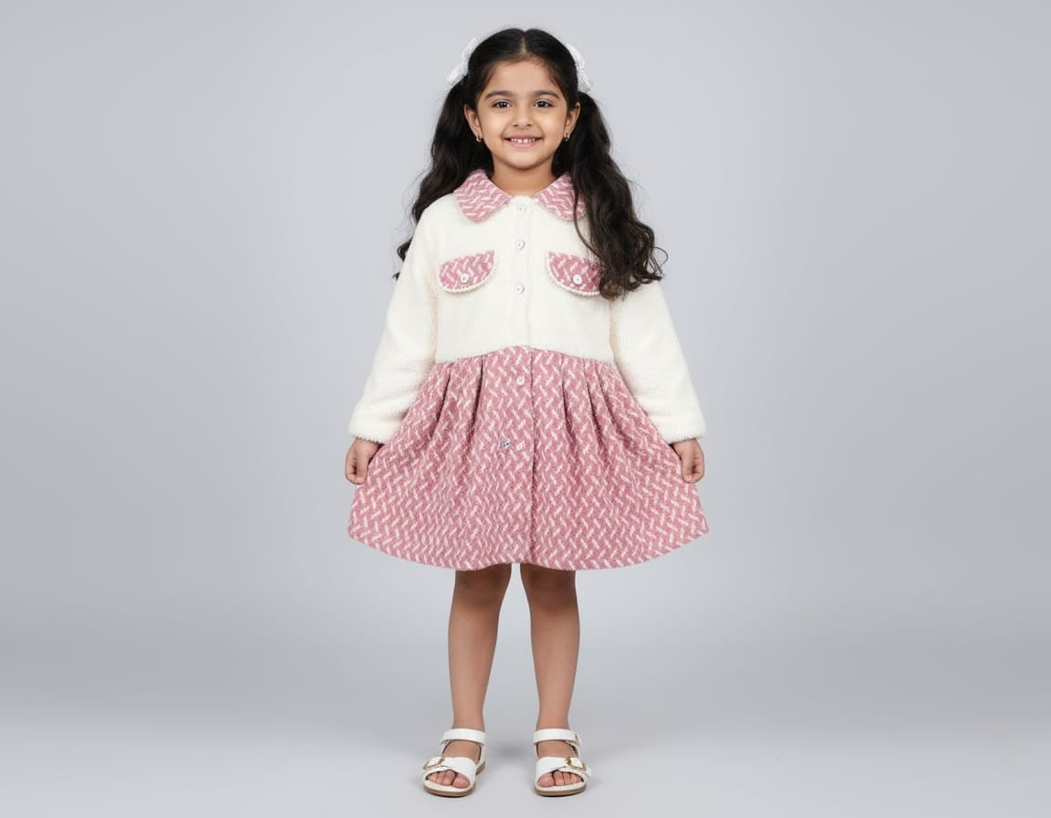 Faux Fur Top Pleated Dress