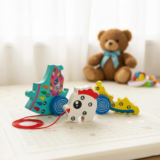 Wooden Push-Pull Hen Puzzle