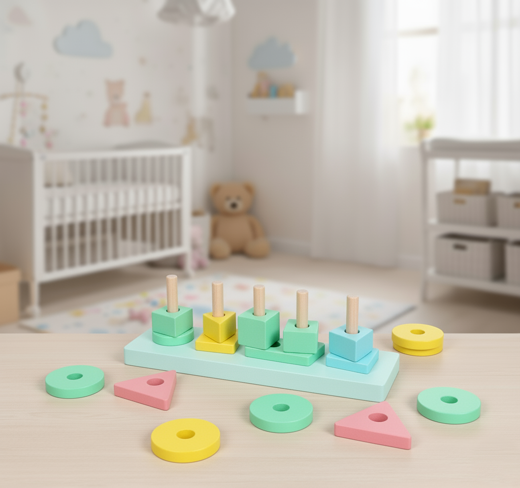 Wooden Pastel Geometric Shape Sorter