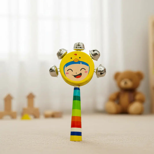 5 Bell Smile Wooden Rattle