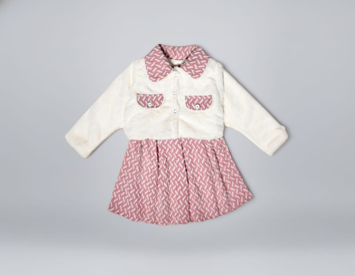 Faux Fur Top Pleated Dress