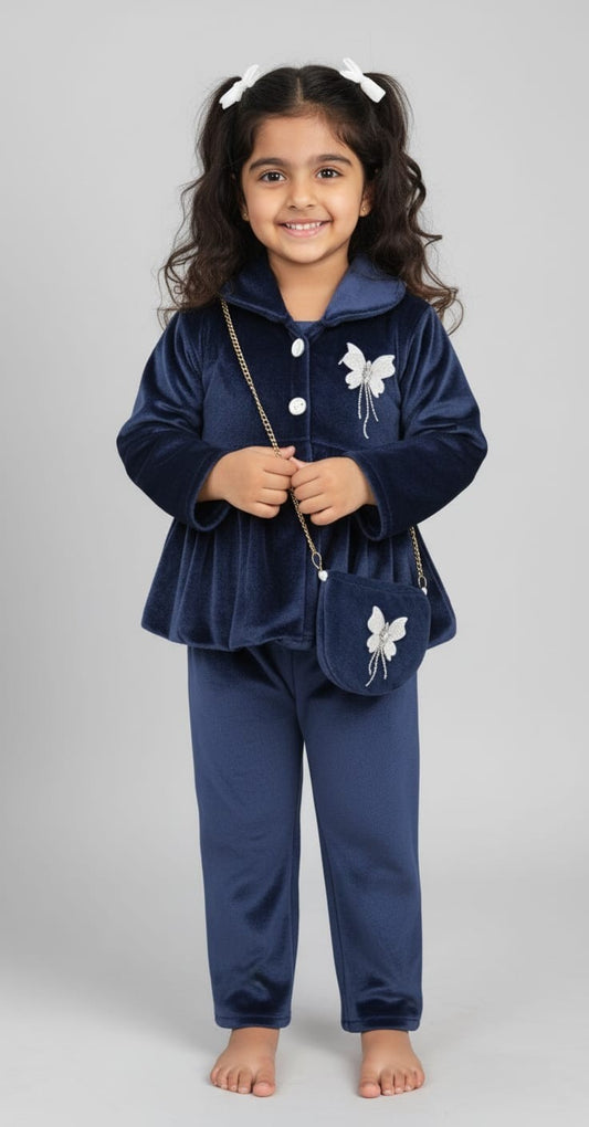 Velvet Dress with Purse