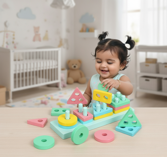 Wooden Pastel Geometric Shape Sorter